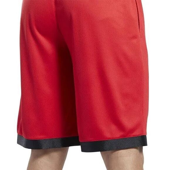 6. Reebok Mesh NWT Logo Print Mesh Basketball Shorts 10in Vector Red/Black - Picture 5 of 6